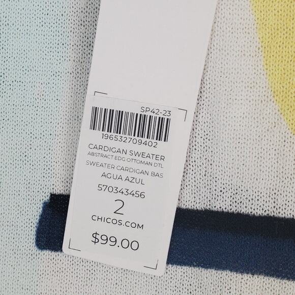 Chicos Summer Romantic Abstract Cardigan Sweater LIghtweight Open Front XL NWT - Picture 5 of 13